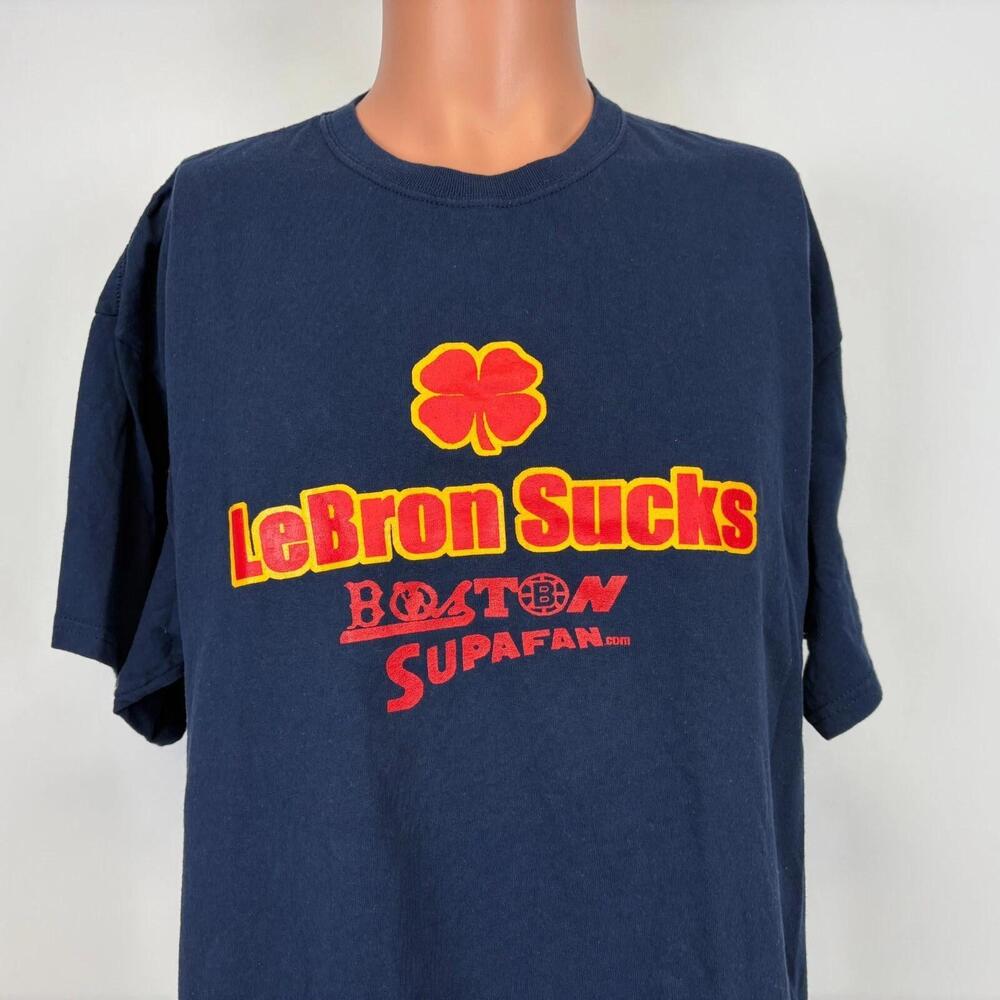 Lebron James Sucks T Shirt Mens  Blue Basketball Boston
